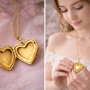 Collier médaillon message doré